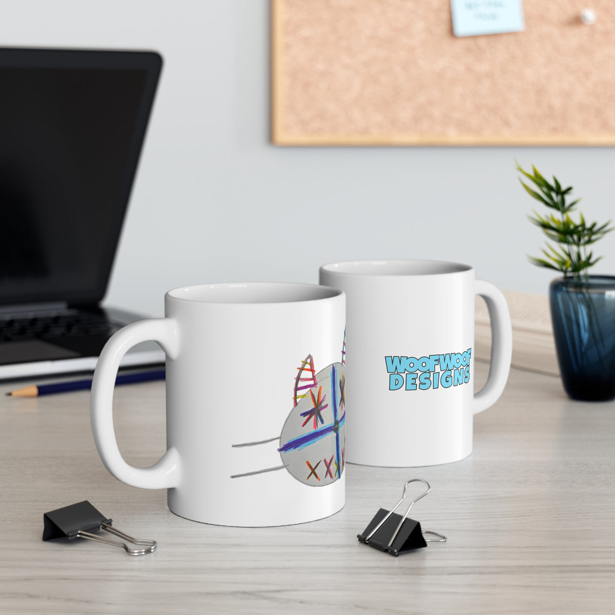 Fireworks Woof Woof artwork by Sikiraa on ceramic mug