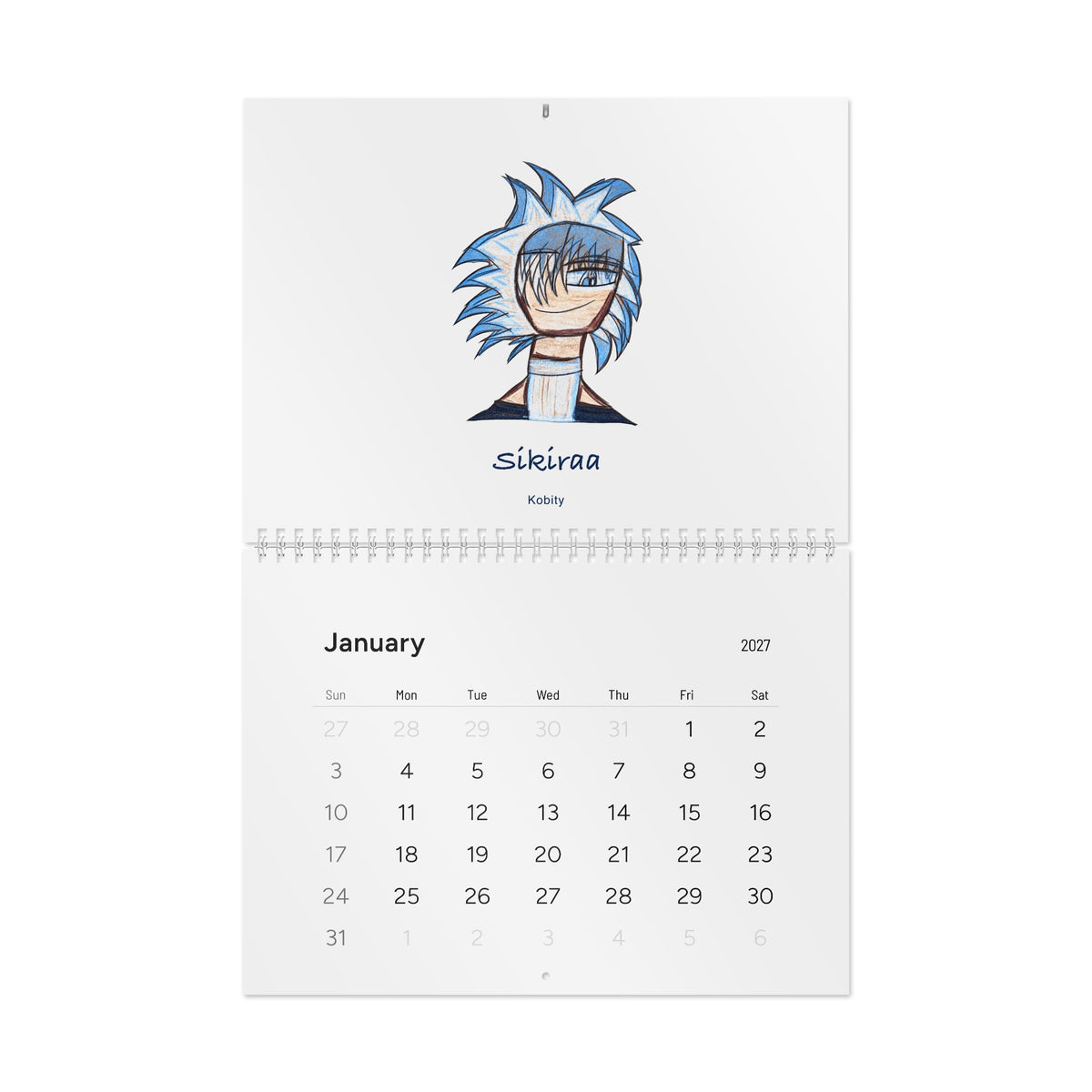 All twelve monthly illustrations in Sikiraa’s 2027 matte wall calendar