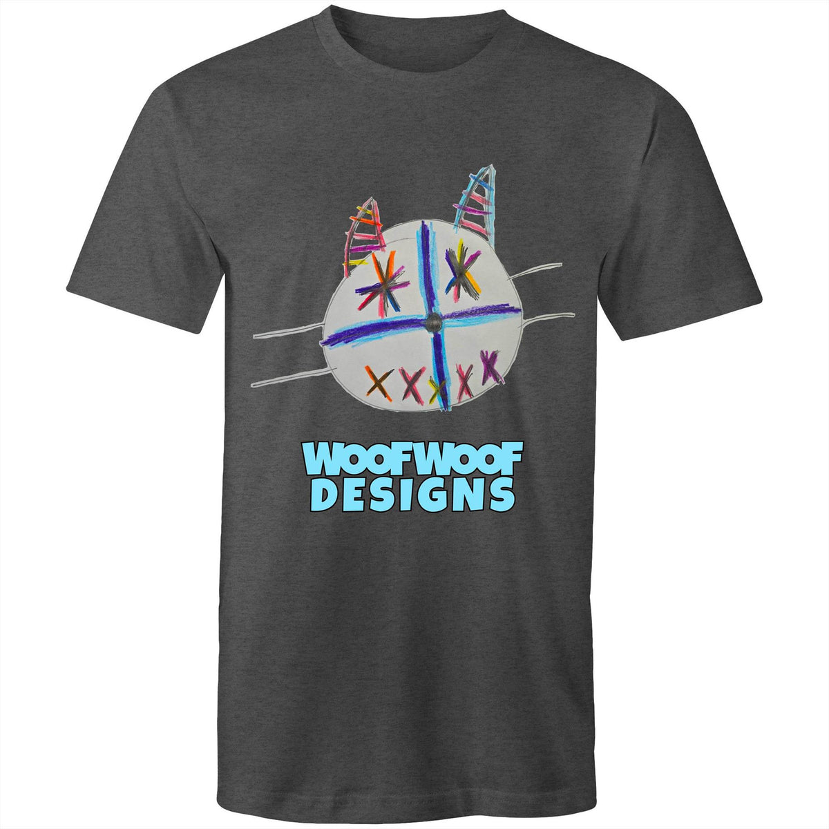 Fireworks artwork by Sikiraa on men’s as colour staple t-shirt, Asphalt Marle