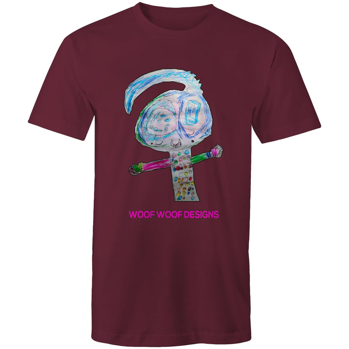 Spotty artwork by Sikiraa on men’s as colour staple t-shirt, Burgundy