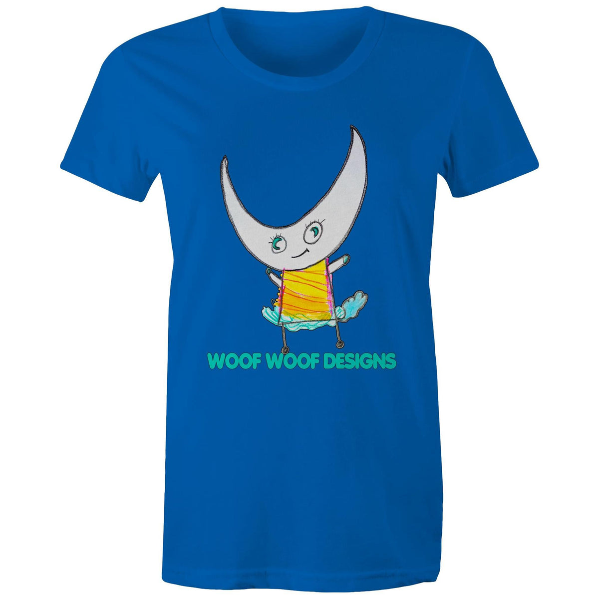 Swedee artwork by Sikiraa on women’s as colour maple tee, Bright Royal