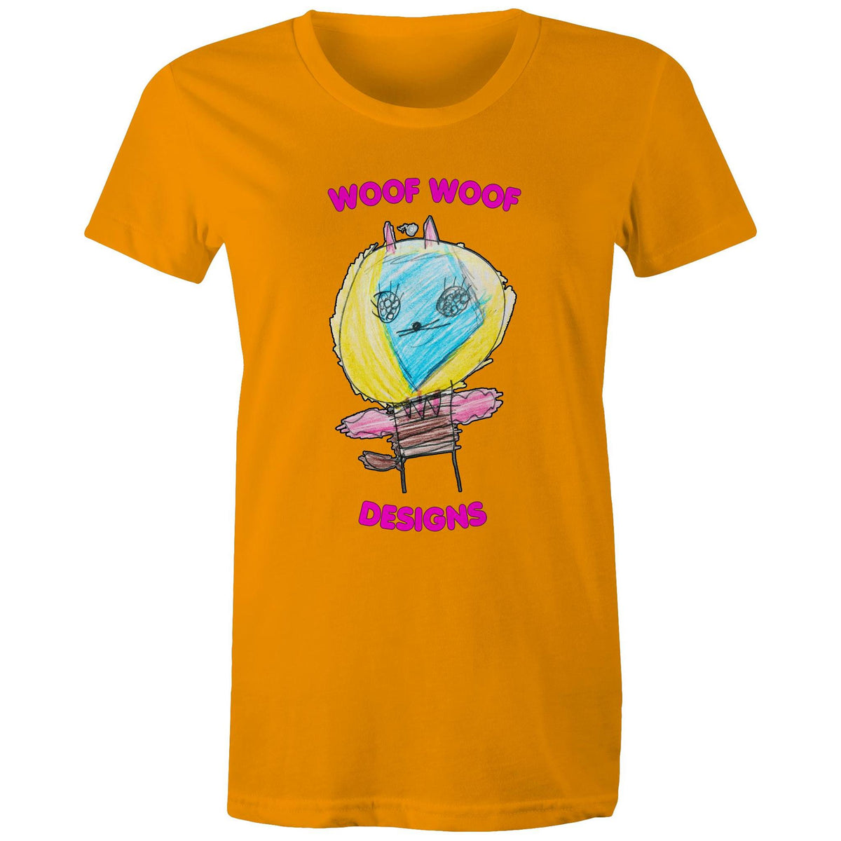 Space Ranger Cat artwork by Sikiraa on women’s as colour maple tee, Orange