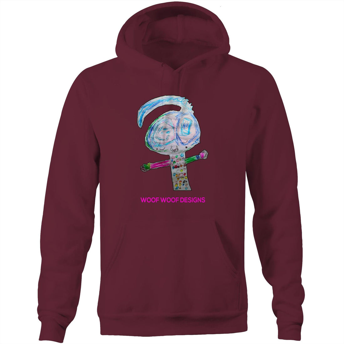Spotty artwork by Sikiraa on as colour stencil hoodie, Burgundy