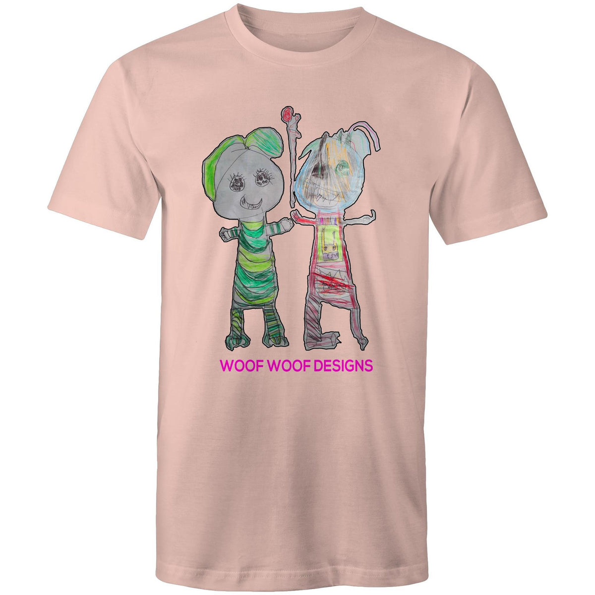 Narni & Robo artwork by Sikiraa on men’s as colour staple t-shirt, Pale Pink