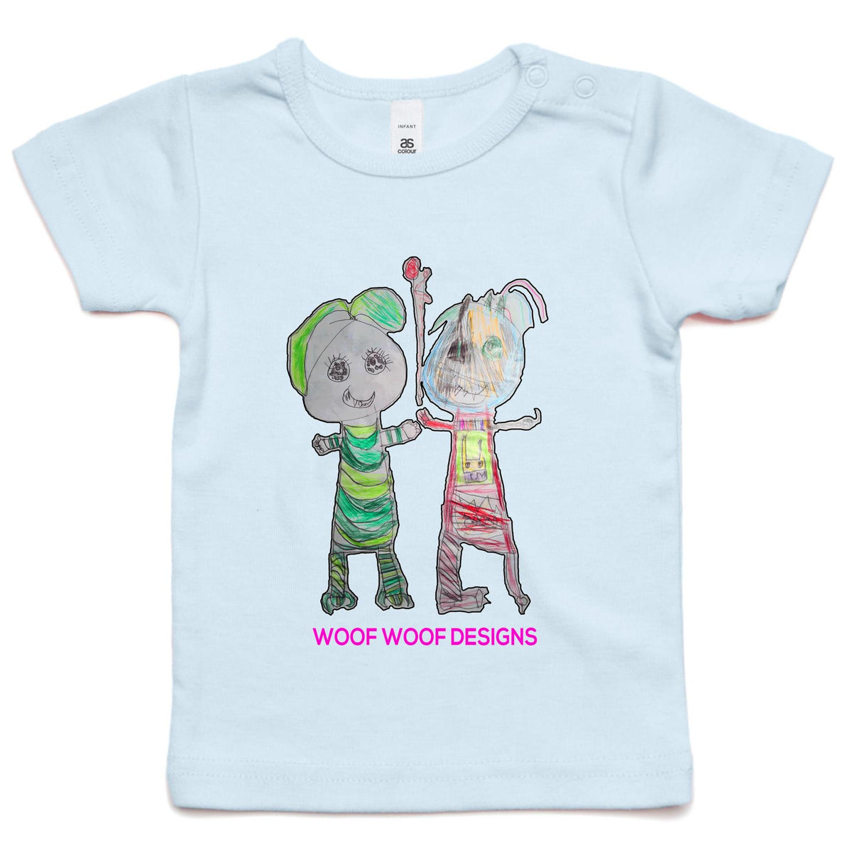 Narni & Robo artwork by Sikiraa on as colour infant wee tee, Powder Blue