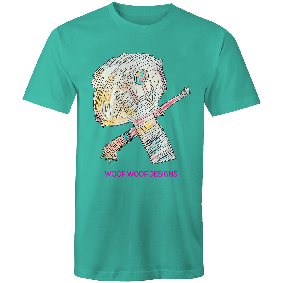 Stitchy artwork by Sikiraa on men’s as colour staple t-shirt, Teal