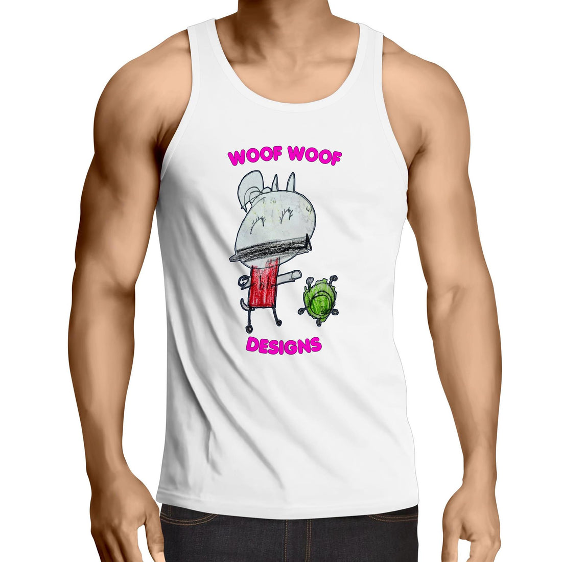 Coriny artwork by Sikiraa on men’s as colour lowdown singlet, White