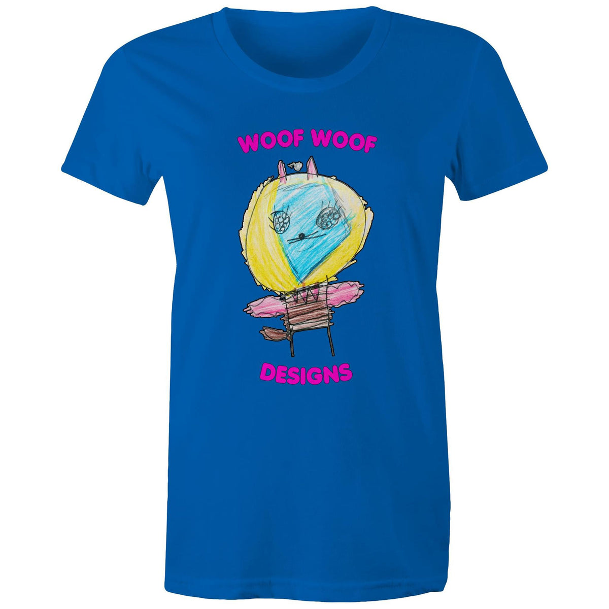 Space Ranger Cat artwork by Sikiraa on women’s as colour maple tee, Bright Royal