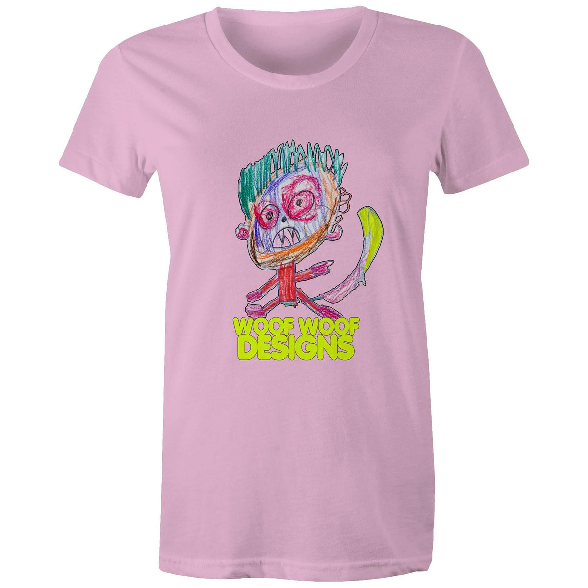 Monstro artwork by Sikiraa on women’s as colour maple tee, Pink