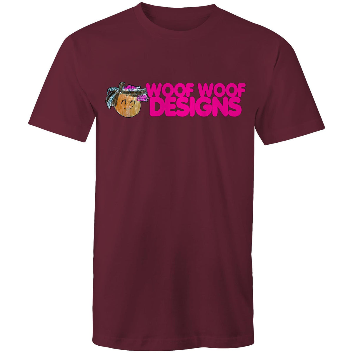 Siki Woof artwork by Sikiraa on men’s as colour staple t-shirt, Burgundy