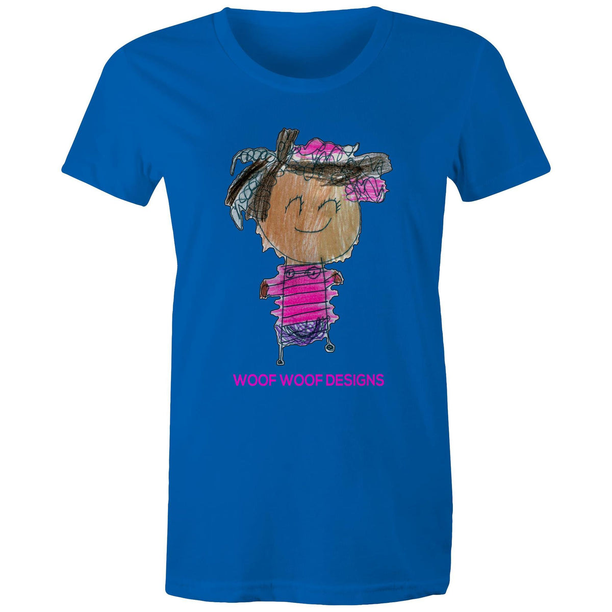 Party Siki artwork by Sikiraa on women’s as colour maple tee, Bright Royal