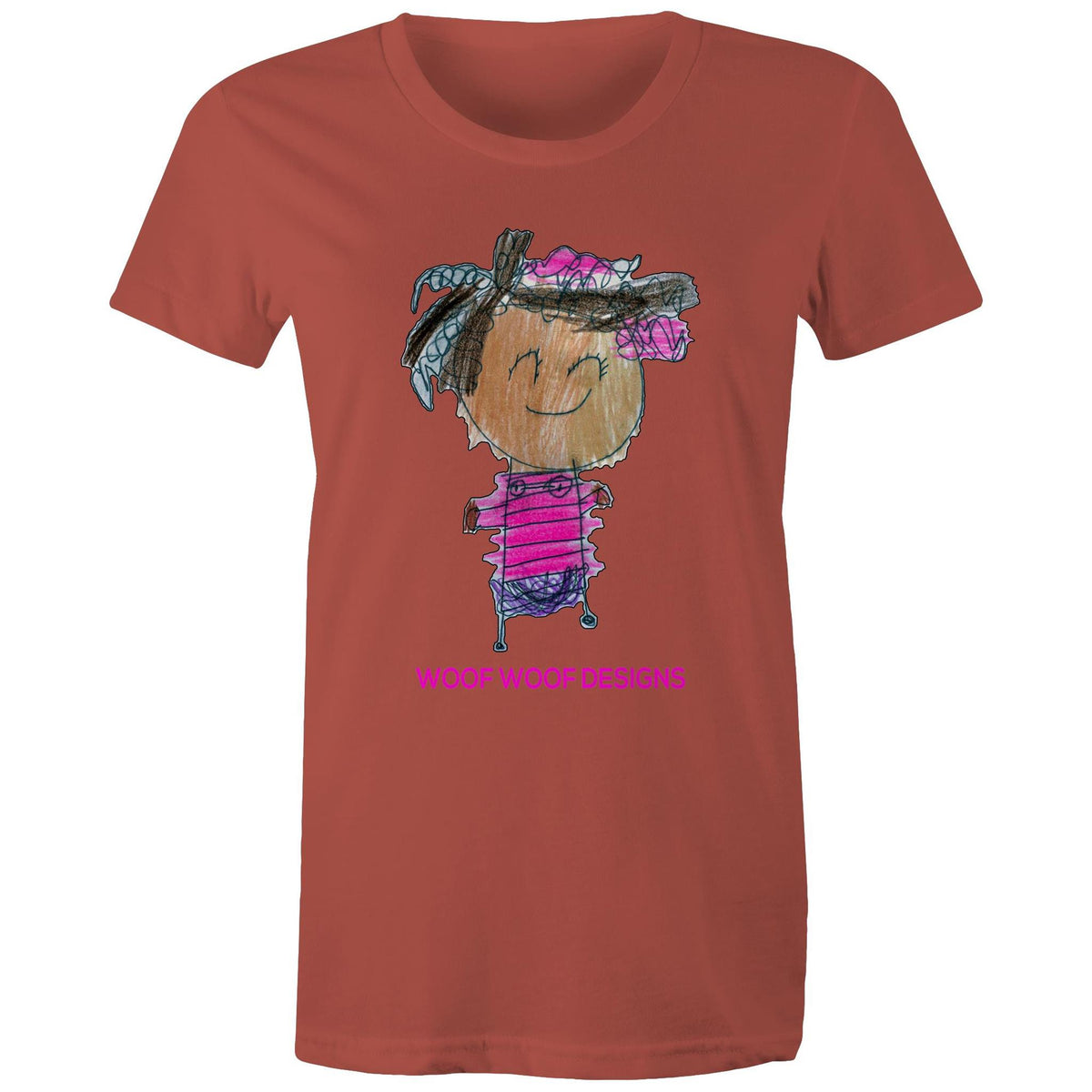Party Siki artwork by Sikiraa on women’s as colour maple tee, Coral
