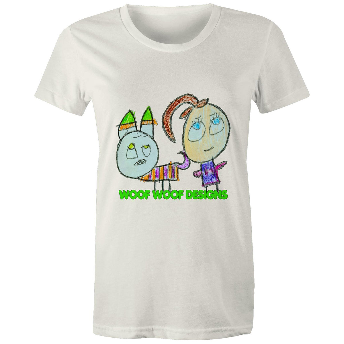 Caddy & Jade artwork by Sikiraa on women’s as colour maple tee, Natural