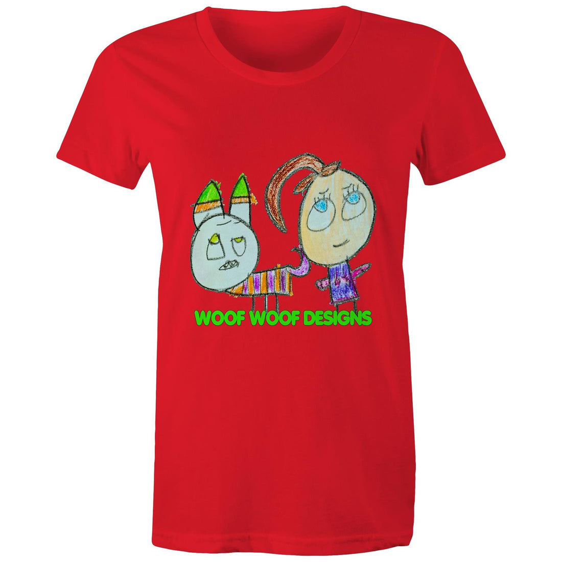 Caddy & Jade artwork by Sikiraa on women’s as colour maple tee, Red