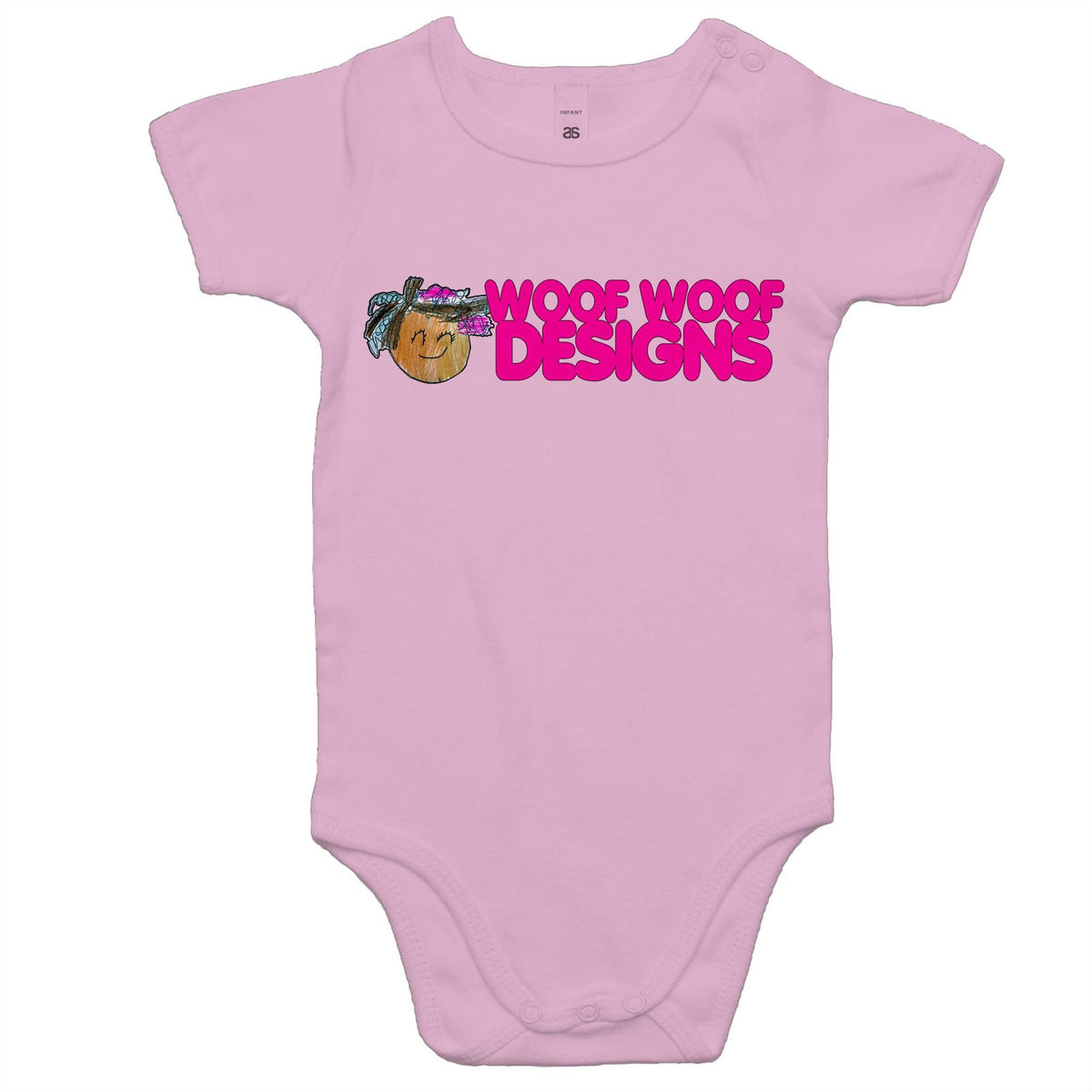 Siki Woof artwork by Sikiraa on as colour baby onesie, Pink