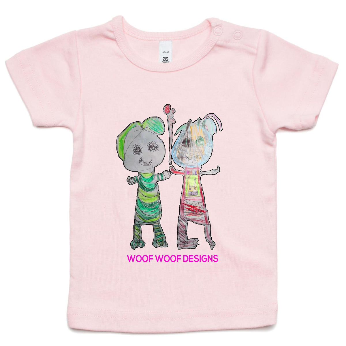 Narni & Robo artwork by Sikiraa on as colour infant wee tee, Pink