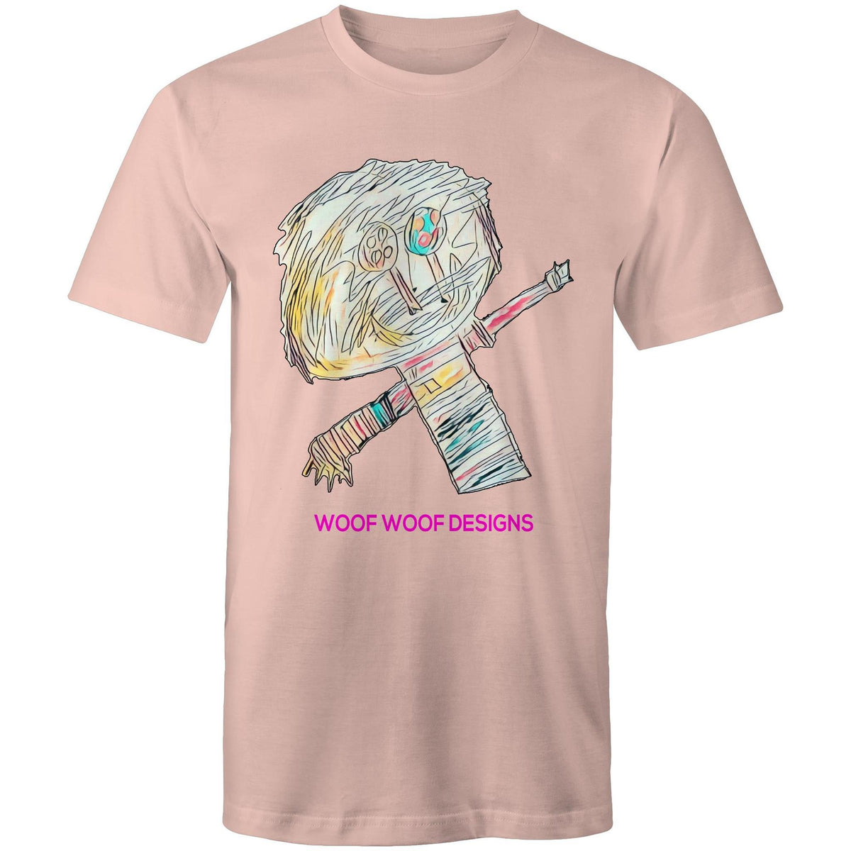 Stitchy artwork by Sikiraa on men’s as colour staple t-shirt, Pale Pink