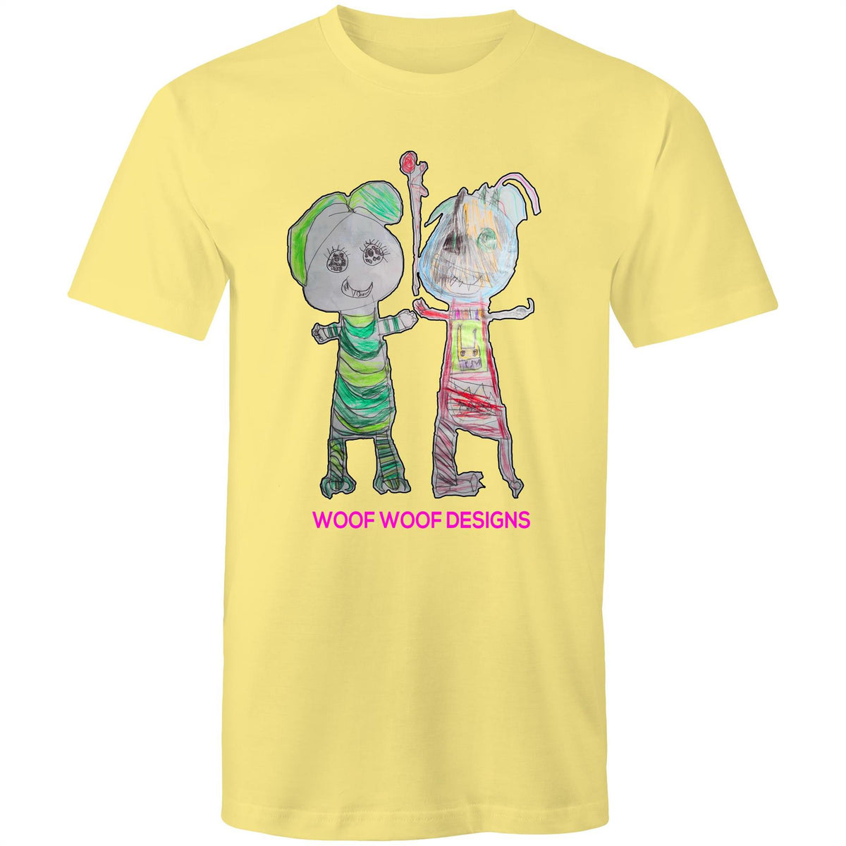 Narni & Robo artwork by Sikiraa on men’s as colour staple t-shirt, Lemon