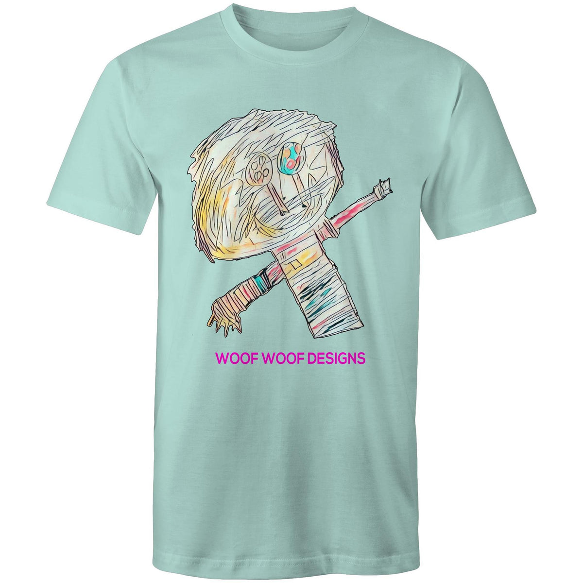 Stitchy artwork by Sikiraa on men’s as colour staple t-shirt, Aqua