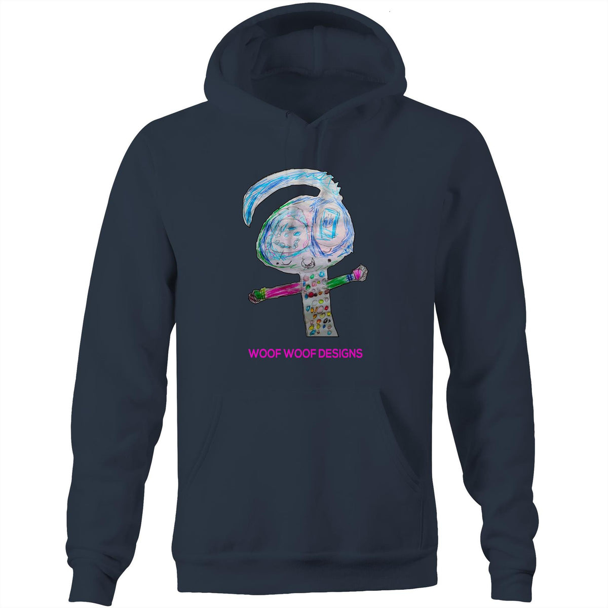 Spotty artwork by Sikiraa on as colour stencil hoodie, Navy