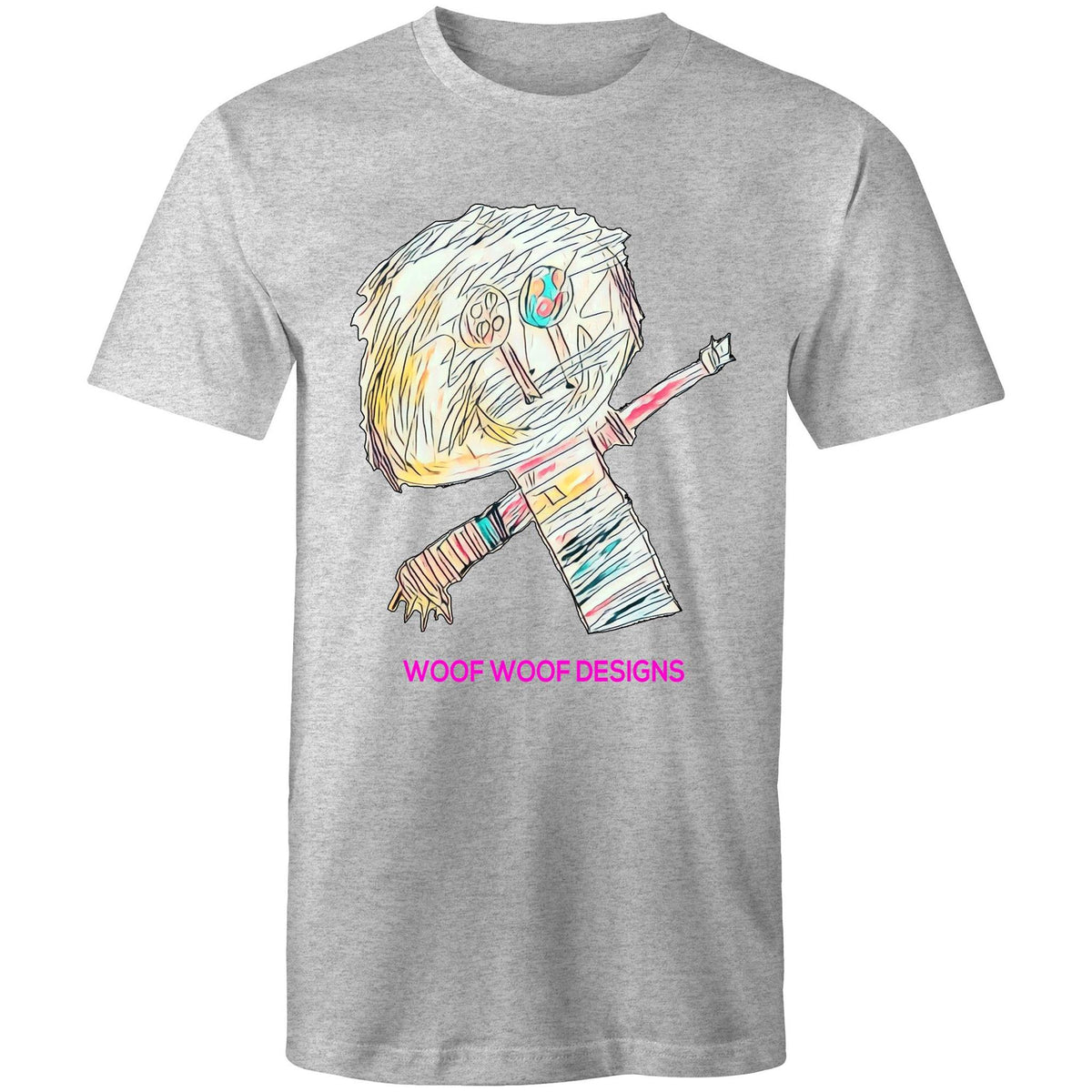 Stitchy artwork by Sikiraa on men’s as colour staple t-shirt, Grey Marle
