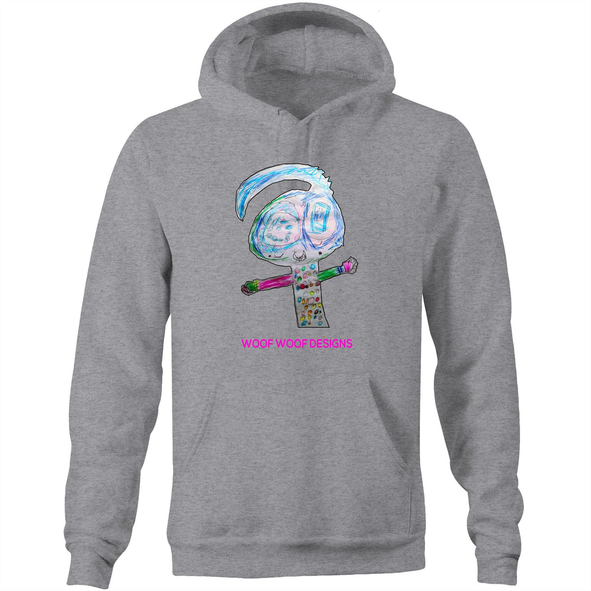 Spotty artwork by Sikiraa on as colour stencil hoodie, Grey Marle