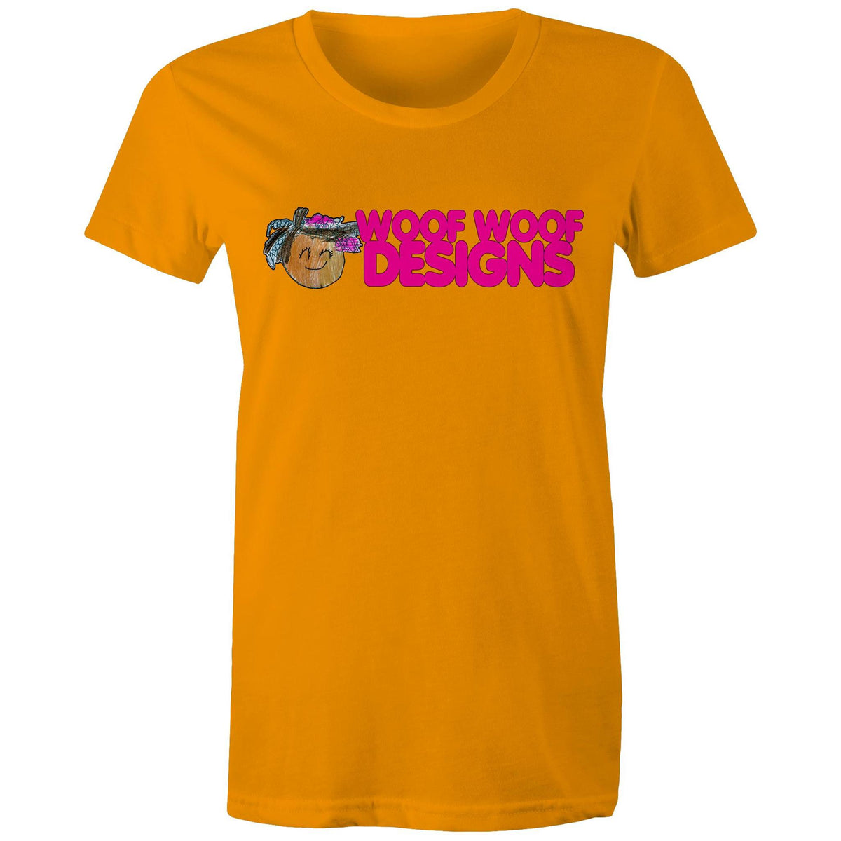 Siki Woof artwork by Sikiraa on women’s as colour maple tee, Orange