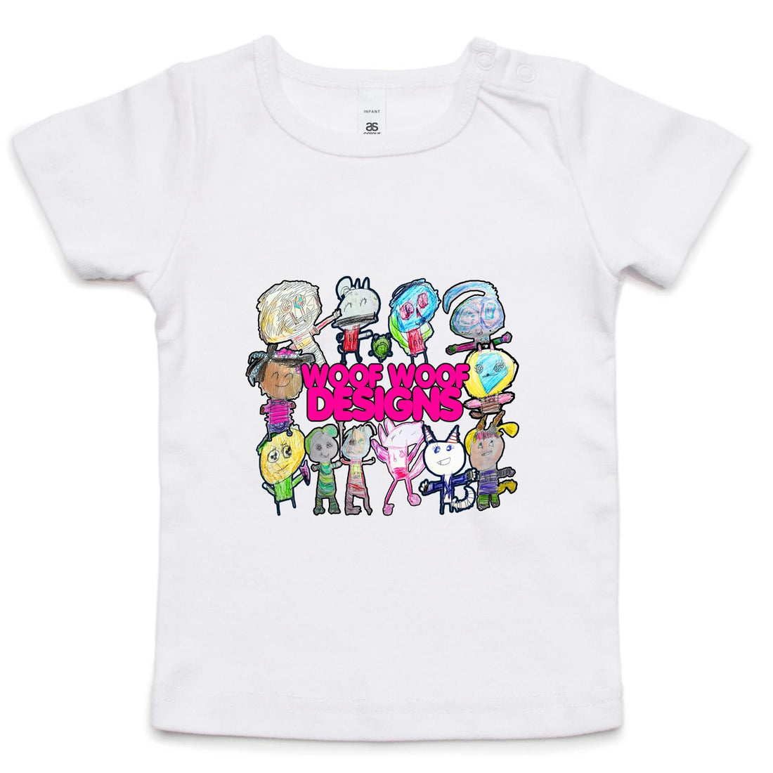 Woof Fam artwork by Sikiraa on as colour infant wee tee, White
