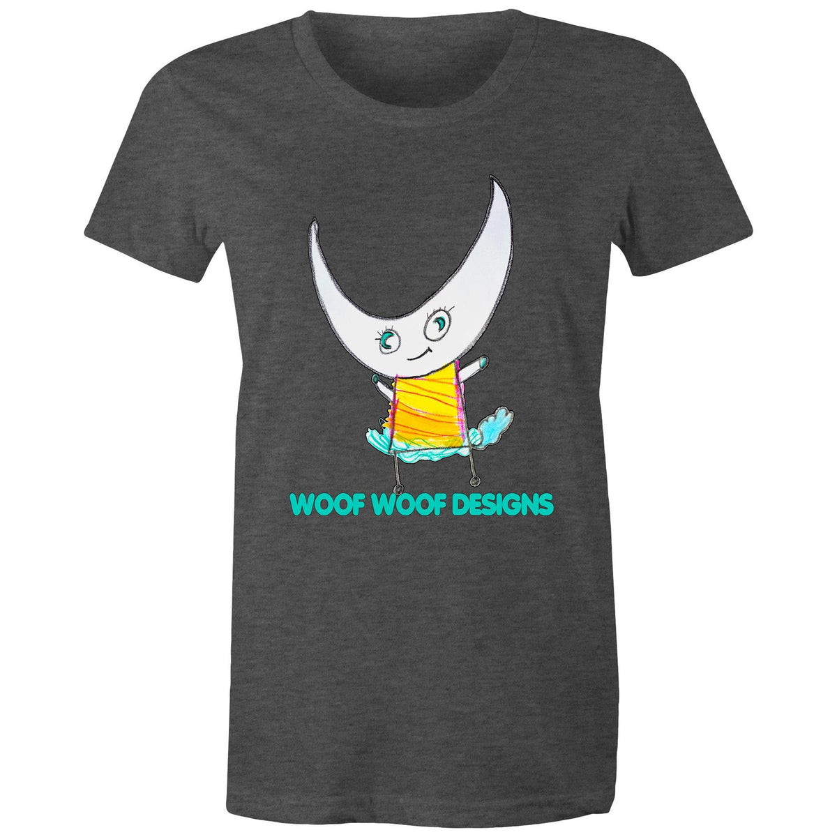 Swedee artwork by Sikiraa on women’s as colour maple tee, Asphalt Marle