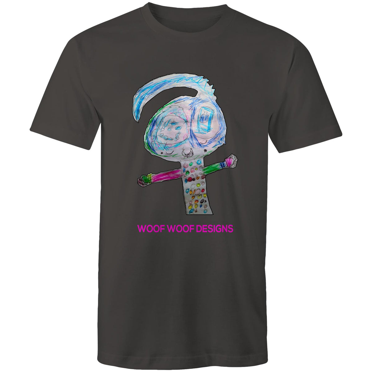 Spotty artwork by Sikiraa on men’s as colour staple t-shirt, Charcoal