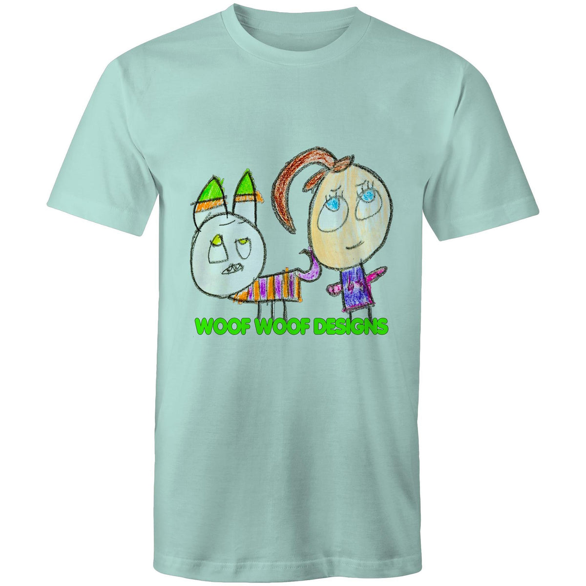 Caddy & Jade artwork by Sikiraa on men’s as colour staple t-shirt, Aqua