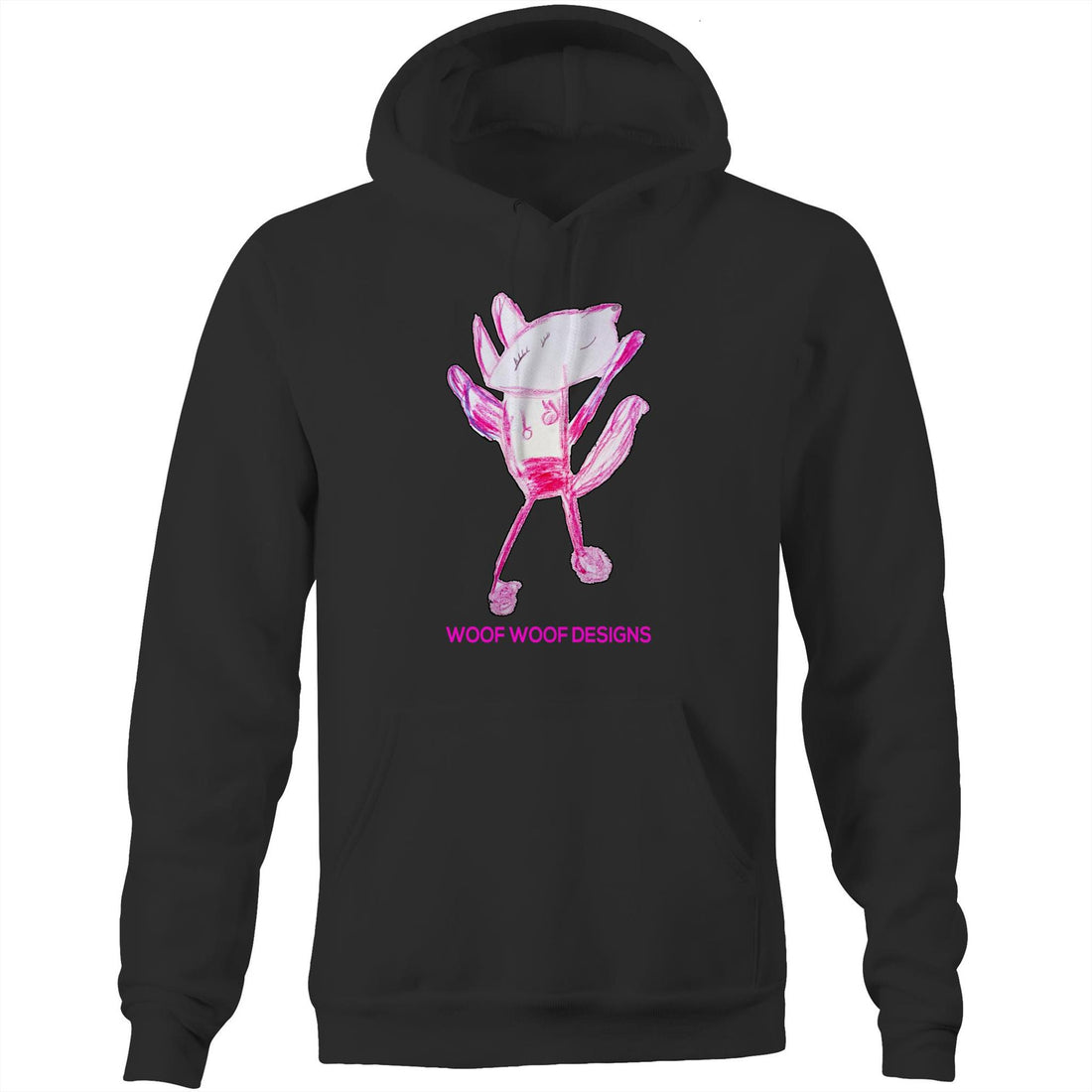 Woof Woof artwork by Sikiraa on as colour stencil hoodie, Black