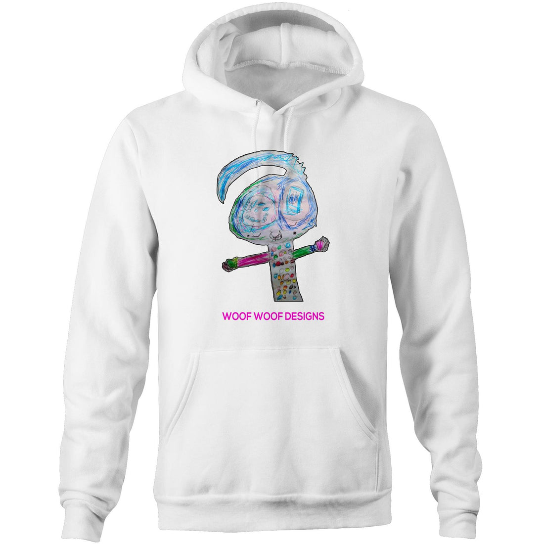 Spotty artwork by Sikiraa on as colour stencil hoodie, White