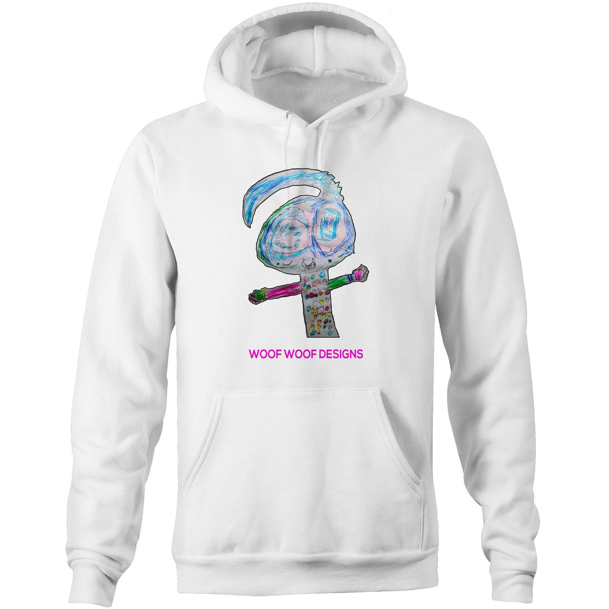 Spotty artwork by Sikiraa on as colour stencil hoodie, White