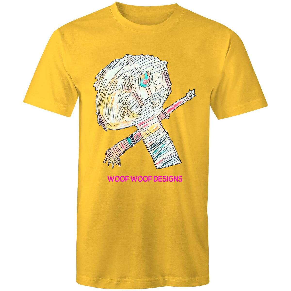 Stitchy artwork by Sikiraa on men’s as colour staple t-shirt, Yellow