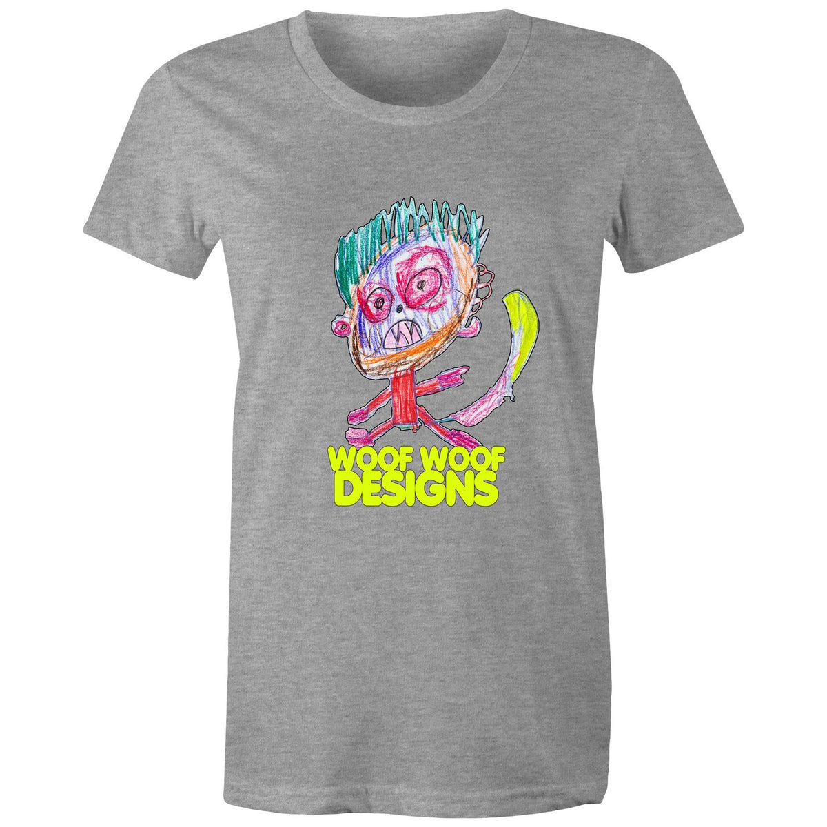 Monstro artwork by Sikiraa on women’s as colour maple tee, Grey Marle