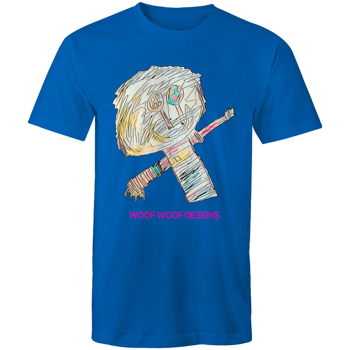 Stitchy artwork by Sikiraa on men’s as colour staple t-shirt, Bright Royal