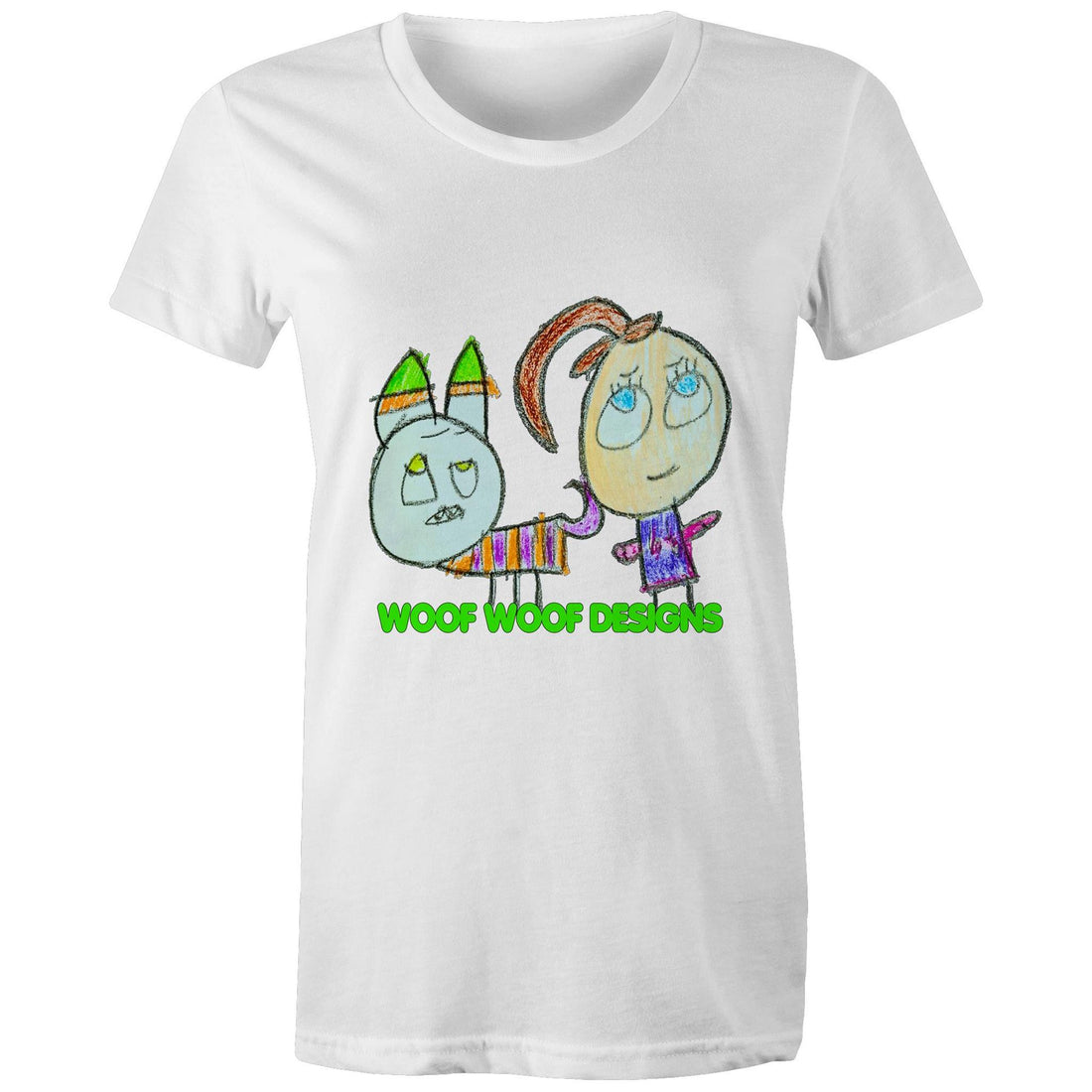 Caddy & Jade artwork by Sikiraa on women’s as colour maple tee, White