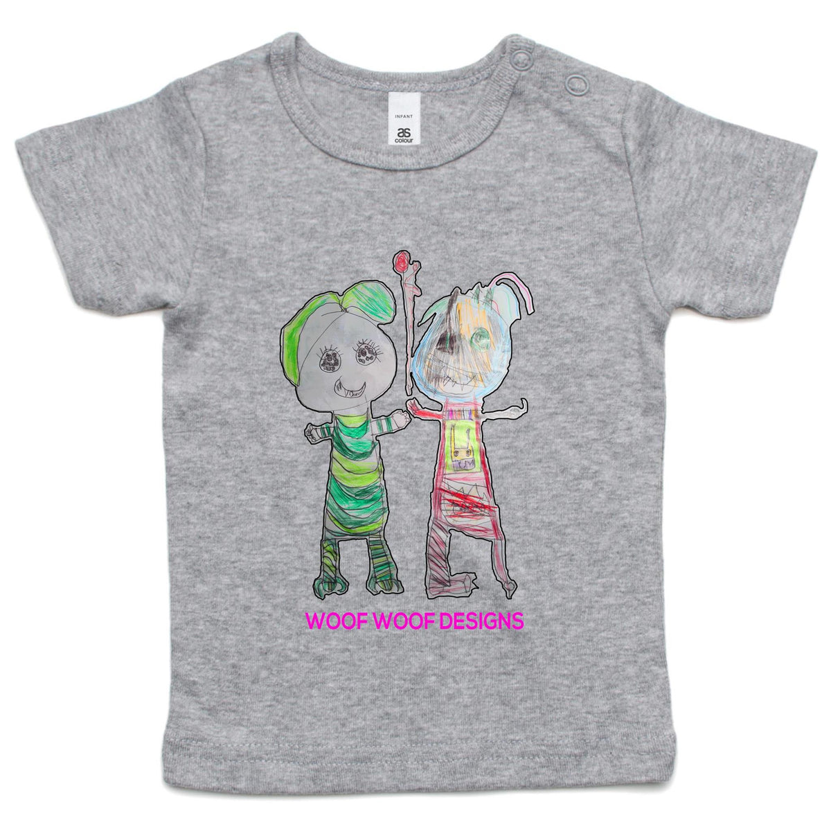 Narni & Robo artwork by Sikiraa on as colour infant wee tee, Grey Marle