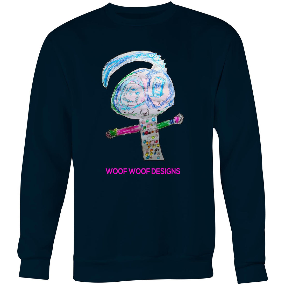 Spotty artwork by Sikiraa on as colour united sweatshirt, Navy