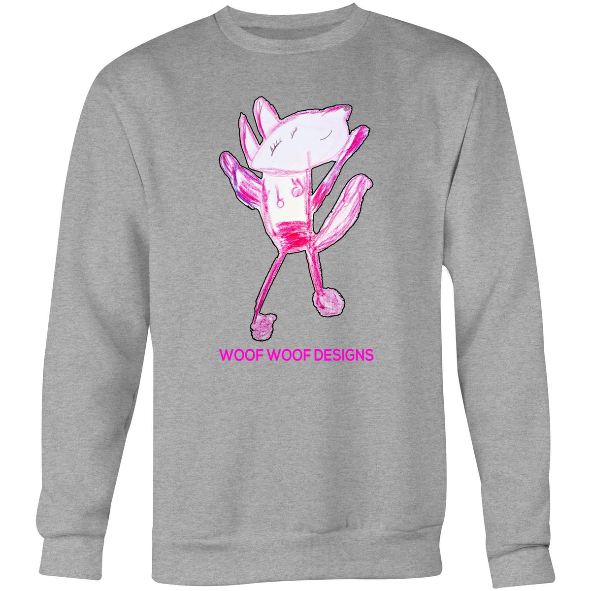 Woof Woof artwork by Sikiraa on as colour united sweatshirt, Grey Marle