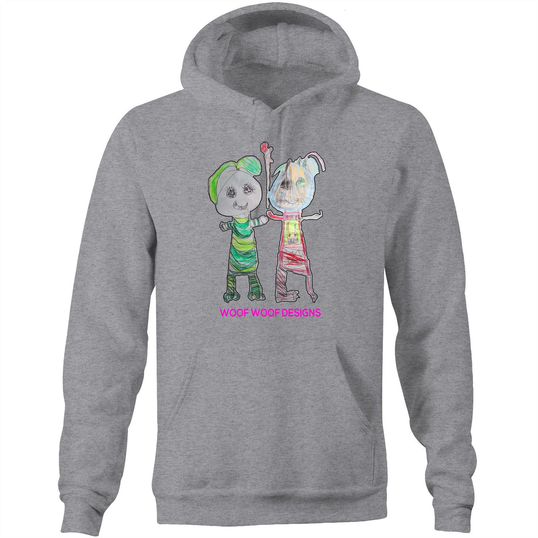 Narni & Robo artwork by Sikiraa on as colour stencil hoodie, Grey Marle