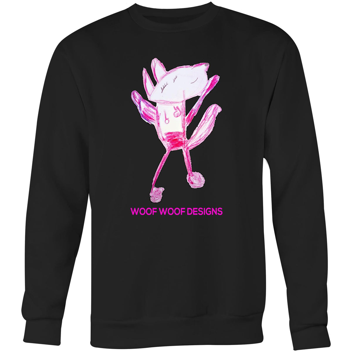 Woof Woof artwork by Sikiraa on as colour united sweatshirt, Black