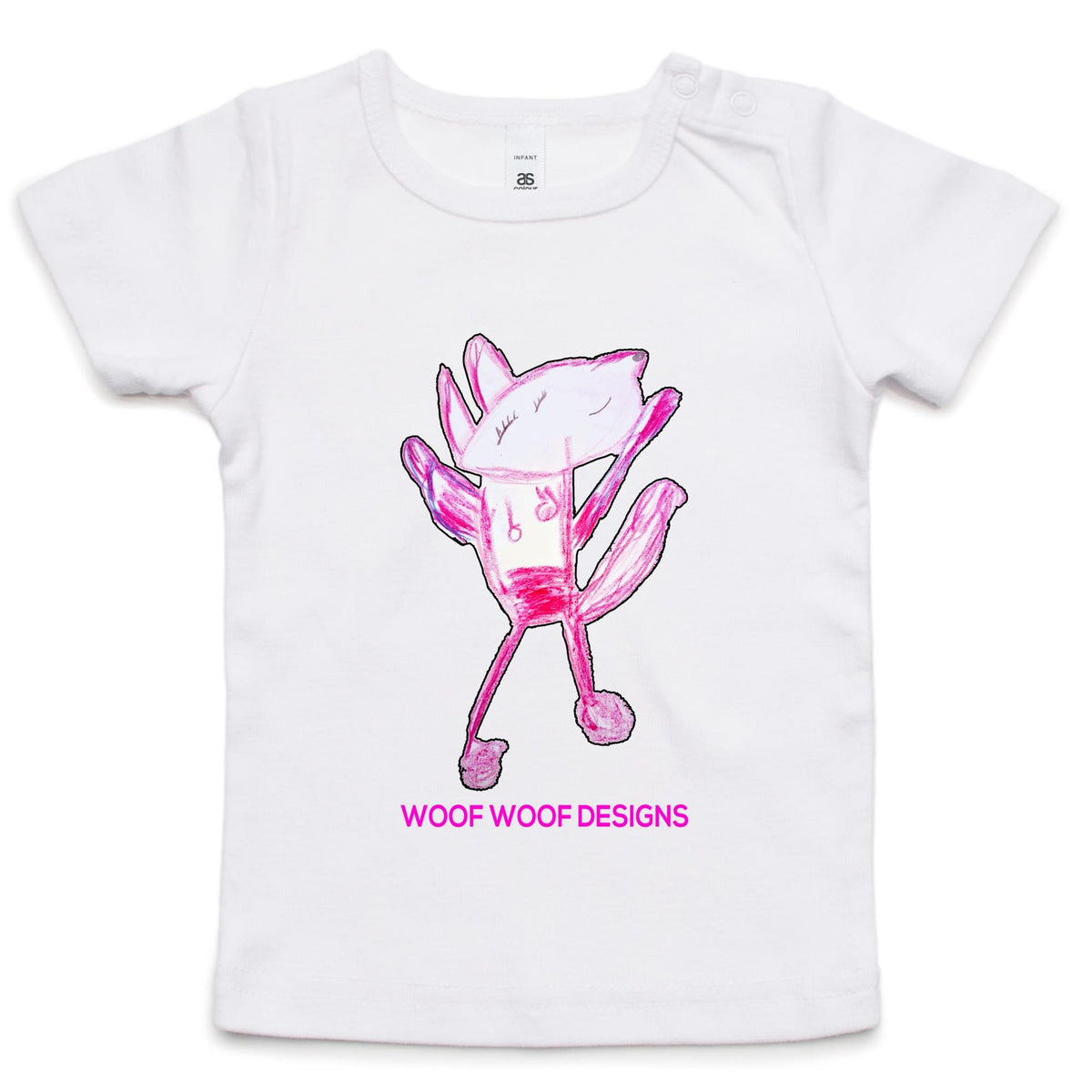 Woof Woof artwork by Sikiraa on as colour infant wee tee, White