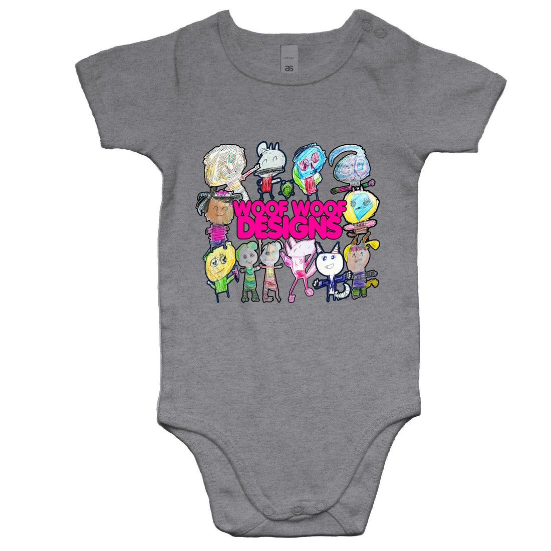 Woof Fam artwork by Sikiraa on as colour baby onesie, Grey Marle