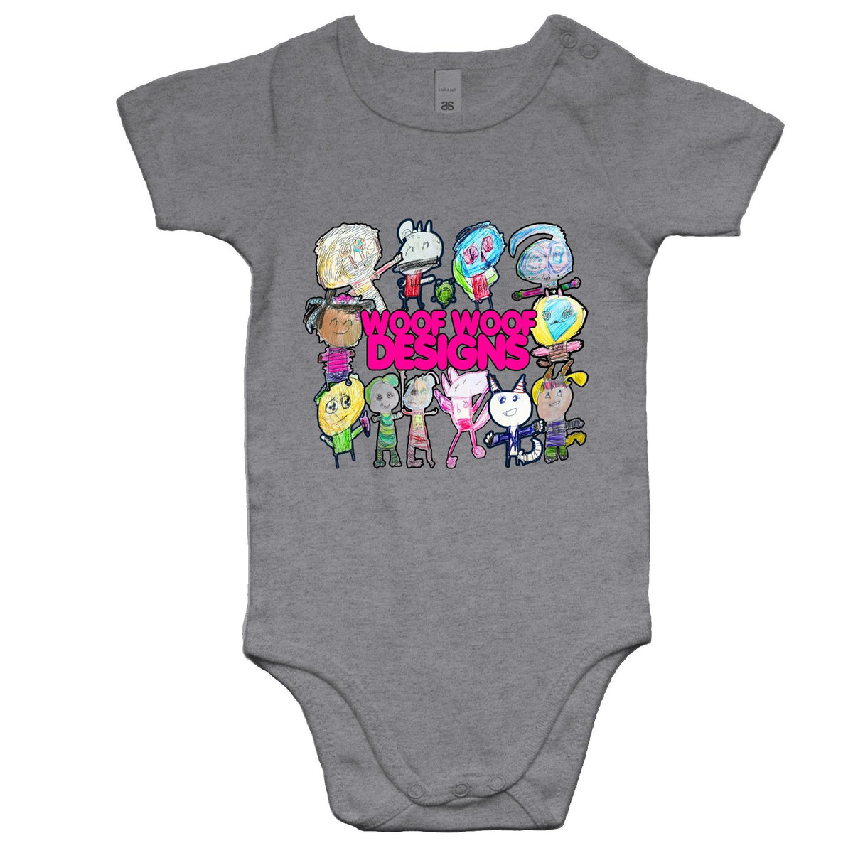 Woof Fam artwork by Sikiraa on as colour baby onesie, Grey Marle