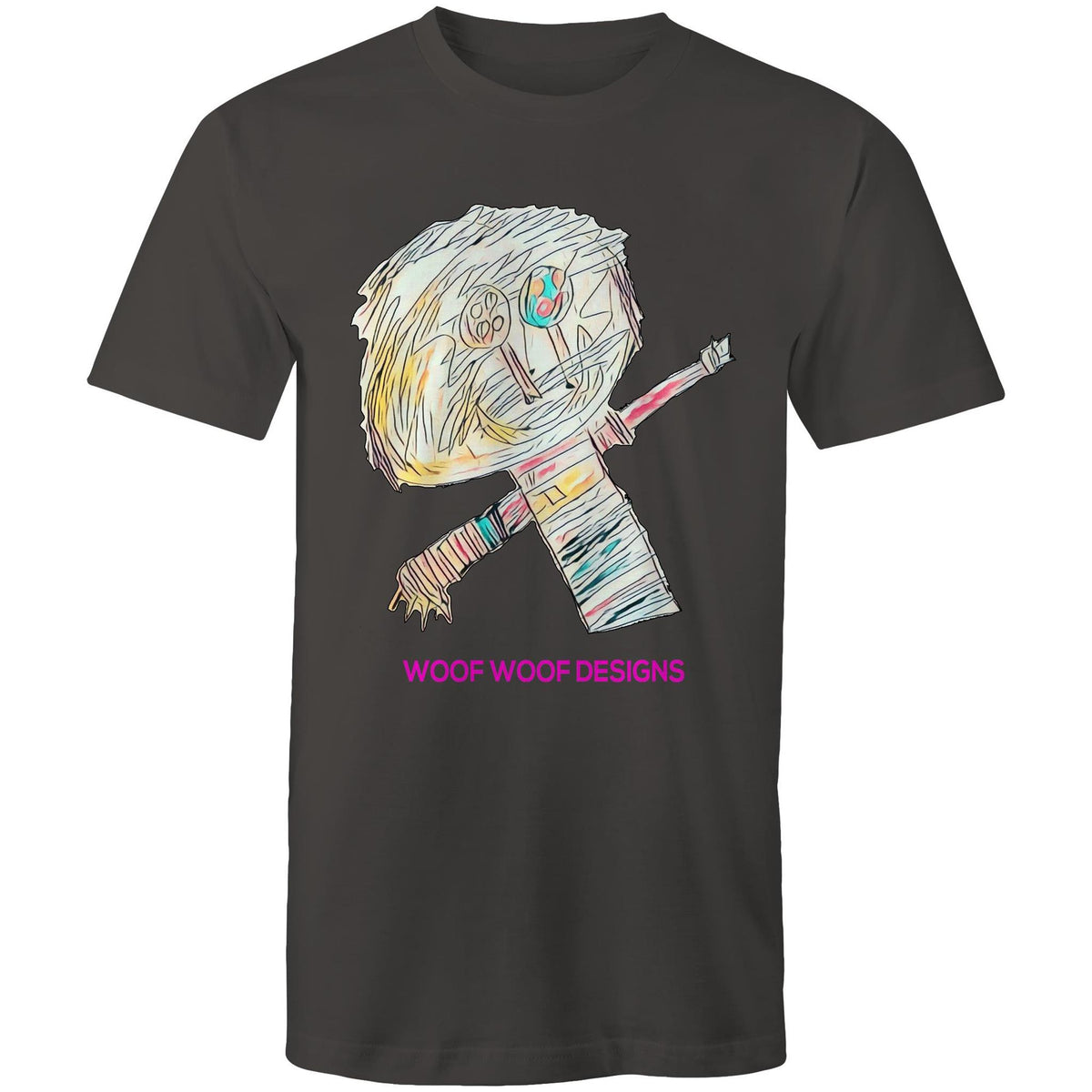 Stitchy artwork by Sikiraa on men’s as colour staple t-shirt, Charcoal