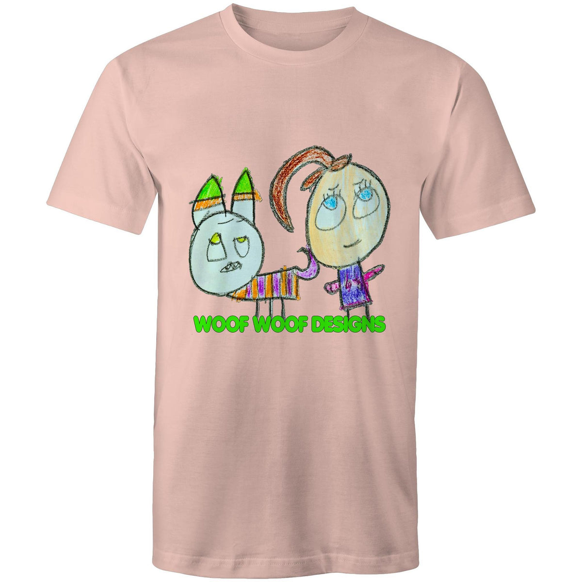 Caddy & Jade artwork by Sikiraa on men’s as colour staple t-shirt, Pale Pink