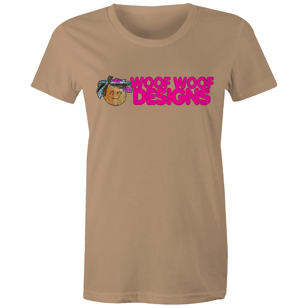 Siki Woof artwork by Sikiraa on women’s as colour maple tee, Tan