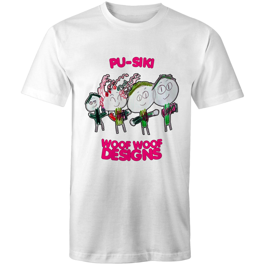 Pu-Siki + Woof Woof artwork by Sikiraa on men’s as colour staple t-shirt, White